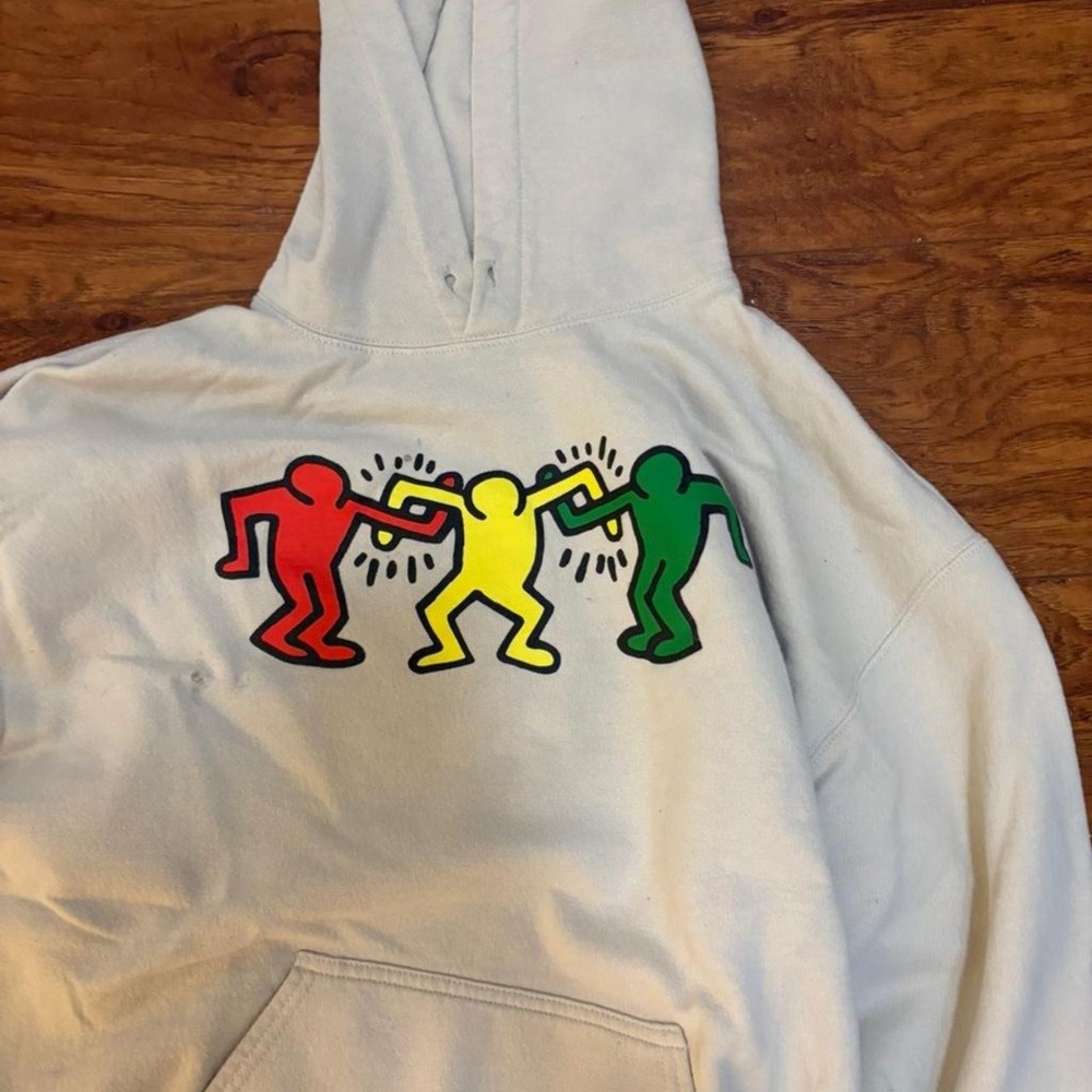 Men's Cream and White Hoodie